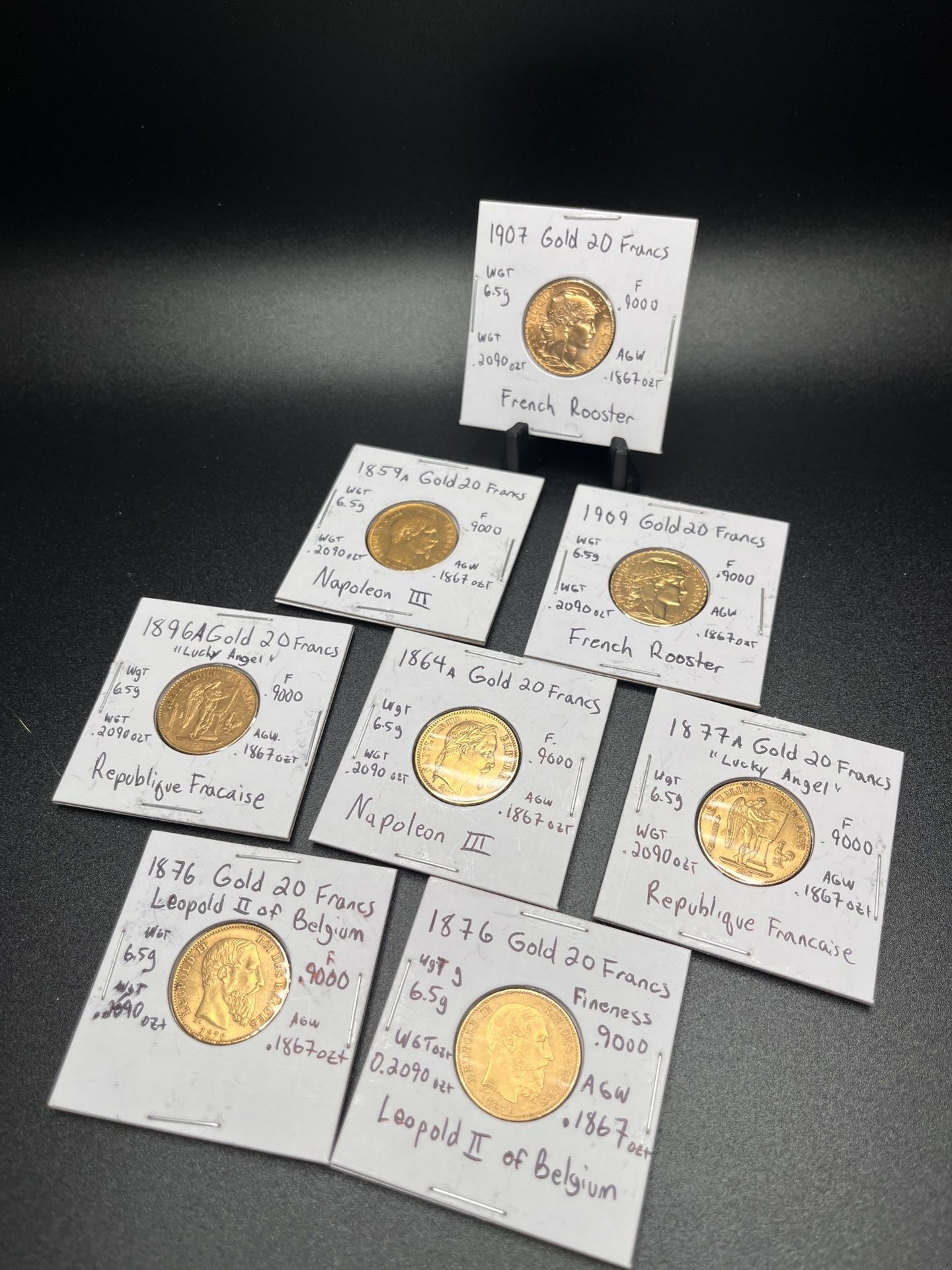 Gold 20 Francs Coins β Mixed Countries & Years β .1867 oz of 90% Gold