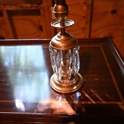Brass Candle Stick With Crystal Drops