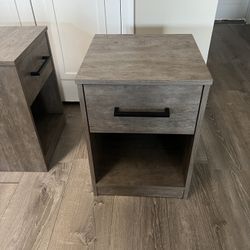 2 Vintage Grey Modern/Contemporary Nightstands, “Flannia” 