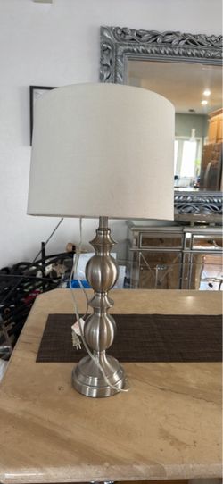 Brushed Nickel Table Lamp with Drum Shade