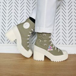 ⭐Converse 7.5 Women Shoes Chuck 70 De Luxe Heel Platform Sneakers Olive A11175C