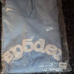 Blue Sp5der Hoodie Size Medium 