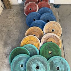 Bumper Olympic rubber weights 480lbs total