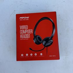 MPOW USB Wired Computer Headset PA071A Noise Reduction 3.5 mm + USB - Black -NEW