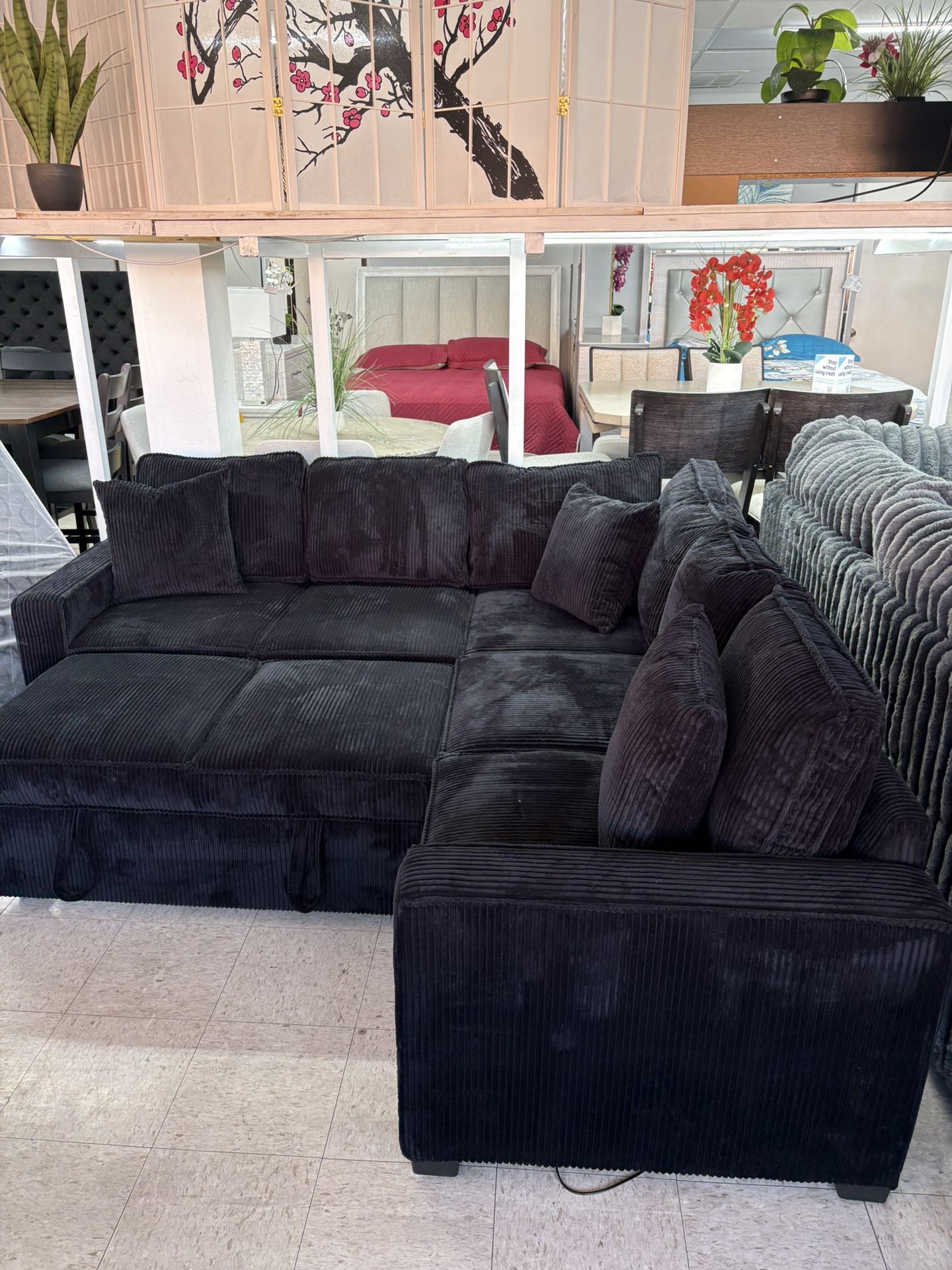 Black Color Convertible Sectional NEW