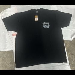 Stussy Dice Pigment Dyed Tee Black Size Medium Deadstock New With Tags