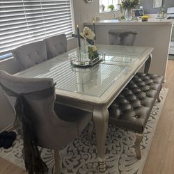 Silver Glass 6 piece Dining Room Set