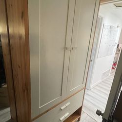 Tall 2-Door Wood Cabinet for Pantry, Kitchen, or Storage with 2 Drawers