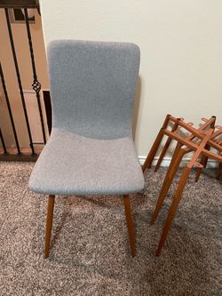 Set of 4 Grey Upholstered Dining Chairs – Moving Sale $10