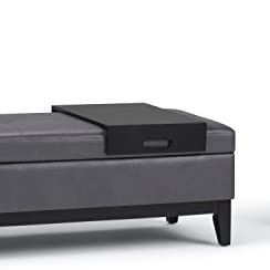 ottoman bench 42 inch wide contemporary rectangle lift top storage stone grey simplehome oregon
