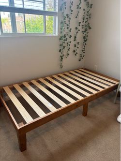 Bed Frame - wood, twin size - good condition