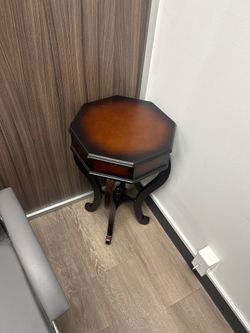 Elegant Octagon Accent Table – Dark Wood Finish