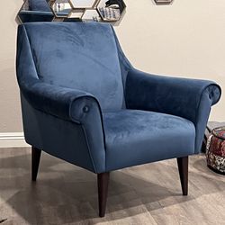 Atlantic Blue Liliana Chair:  Oversized velvet reading lounge arm chair 