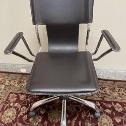 Modern Brown Office Chair w/ armrests Chrome Base