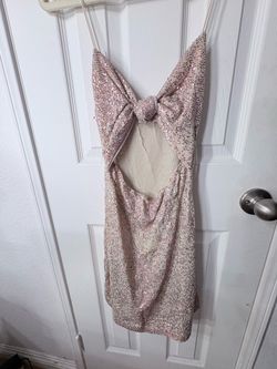 Pink Sequin Mini Dress with Open Back