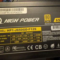 Like NEW High Power HP1-J650GD-F12S 650W 80 Plus Gold power supply