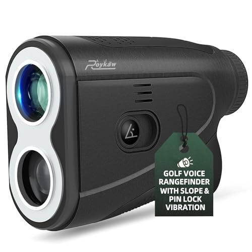 Roykaw Golf Rangefinder with Slope, Voice Announcement, 1200 Yards Laser RangeFinder, Flagpole Lock Vibration, 7X Magnification HD View, w/Magnet, Eas