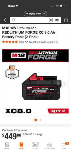 8.0 Brand New Forge Battery Milwaukee