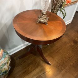 A Beautiful, Antique, Round , Side Table (24” Diameter X 26” Tall) In Very Good Conditions (/NO SHIPPING)