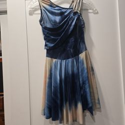 HALLOWEEN- Ice Skater Skirt Leotard S/M, Blue/Cream