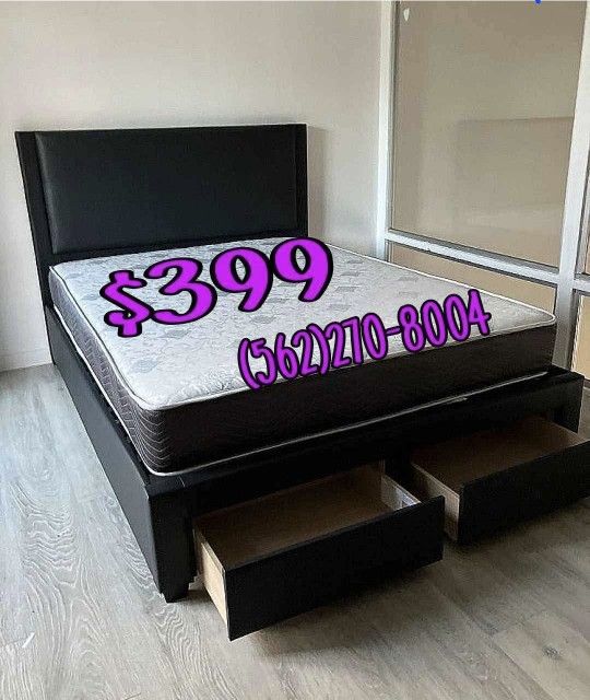 NEW QUEEN BED FRAME AND MATTRESS
