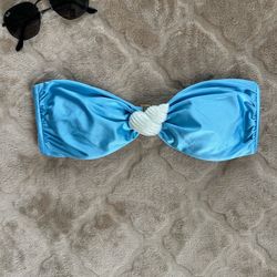 Blue strapless bathing suit top. LSpace size Small