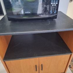 Microwave Cart With Storage Two Door. Clean! $35