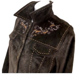 Vintage "Cold Water Creek"Embellished Suede Jacket