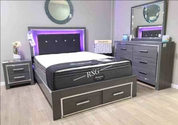 Lodanna Bedroom Furniture Set Queen King Twin Full size bed frame dresser mirror nightstand chest mattress box spring Only $39 Down Payment 👉 PLEASE 