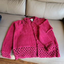 Red Chenille Dressy sweater petite size