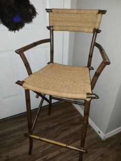 Steel Bamboo and Rope Barstool