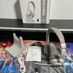 New Vonztek Bluetooth Headset, Wireless Headset W/ Dual Noise Canceling Microphone for Work &USB Dongle, QCC 5.2 Bluetooth Headphones W/ Mic Mute/Char