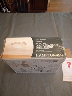 Hampton Bay Stetson 11-in LED color changing flush mount brushed nickel finish with white glass shade