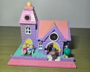 Vintage 1993 Polly Pocket Wedding Chapel Church + 3 Original Figures Dolls 90s