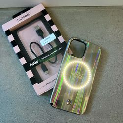 LuMee Halo x Paris Hilton Selfie Light Up Case iPhone 13 Pro Max Holographic