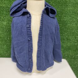 Janie And Jack Blue Button Up Hoodie 18-24 Months 