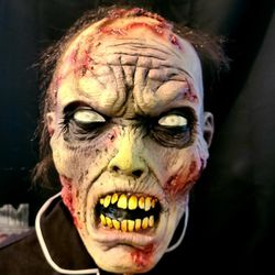 scary zombie halloween mask blood