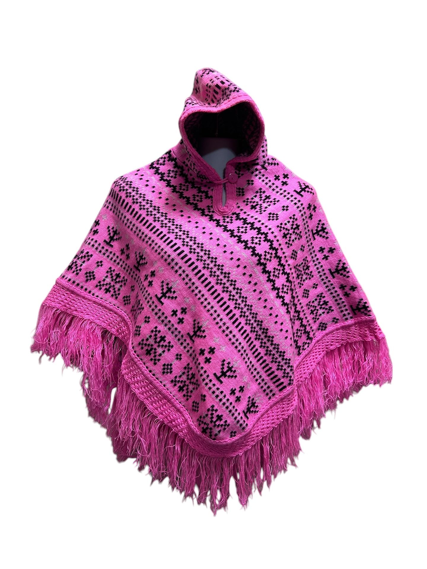 Native Creations Poncho Alpaca Handwoven Tribal Outerwear Cape Sweater Hooded