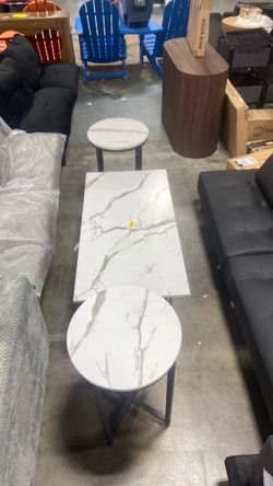 3-Piece Marble-Top Coffee and End Table Set
