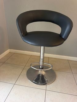 Modern Adjustable Swivel Bar Stool – Black & Chrome