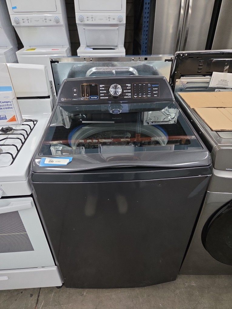 GE Profile™ 5.3 Cu. Ft. Diamond Gray Agitator Top Load Washer with Smarter Wash Technology