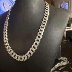 Italy 925 Sterling Silver Cuban Curb Link Necklace 13.3mm Thick 92.3 grams 22.5”