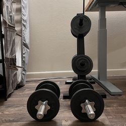 Cap Dumbbells And Weight Rack