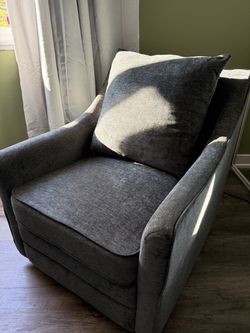 Gray Upholstered Accent Swivel/Rocking Chair in Mint Condition