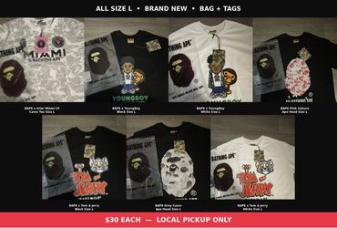7 BAPE Tee Variants – All Size L