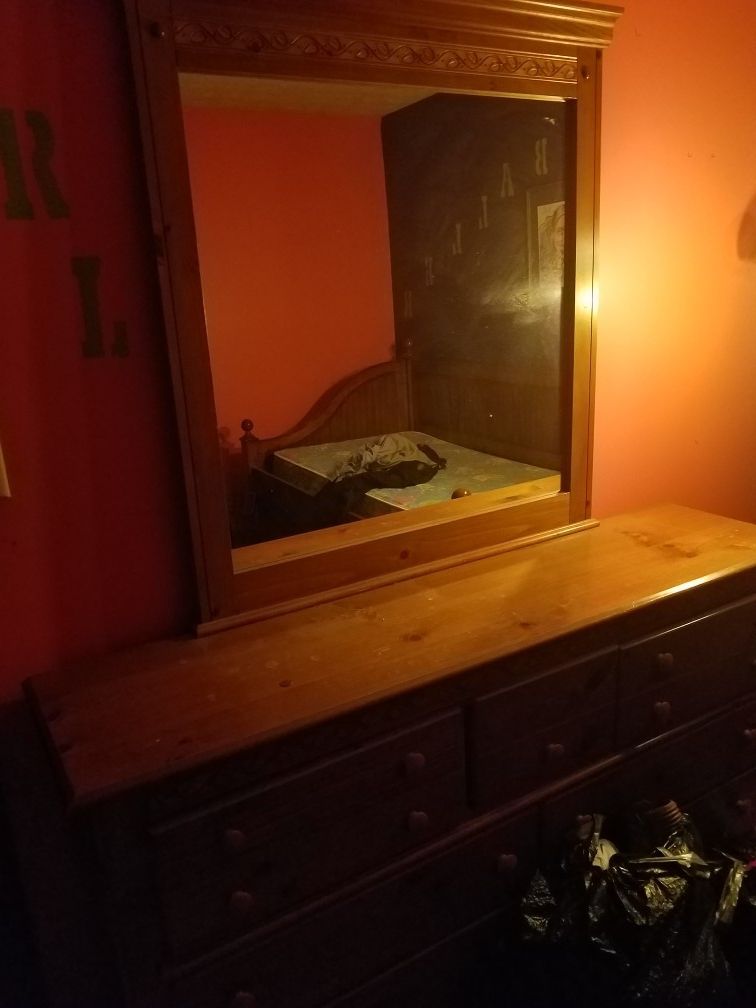 Night stand, dresser with mirror