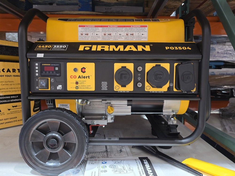 NEW Firman P03504, 4450W Gas Portable Generator with Recoil Start 120V with CO alert $750.00 retail
