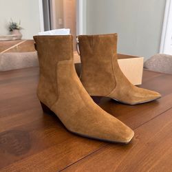 Madewell The Lexie Suede Ankle Boots — Warm Chestnut, 9.5, New in Box
