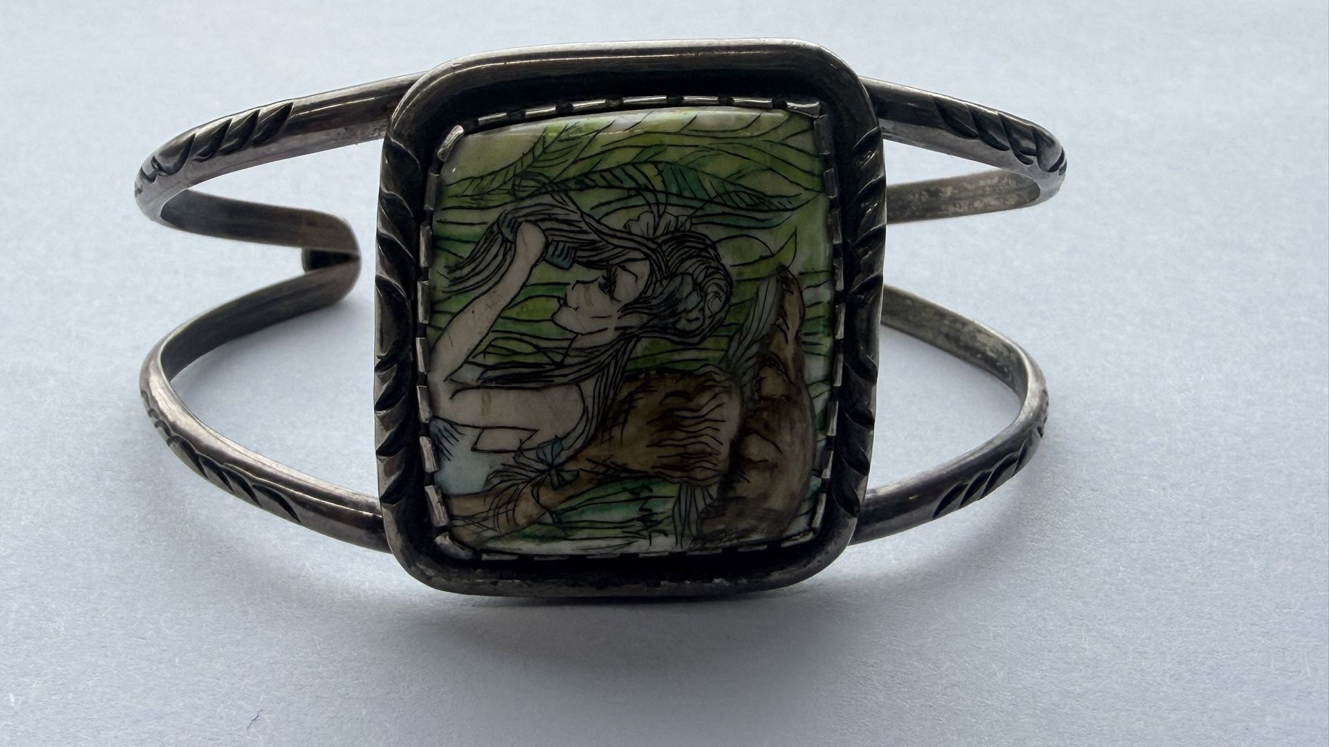Skrimshaw Sterling silver Fairy Cuff Bracelet Native 925