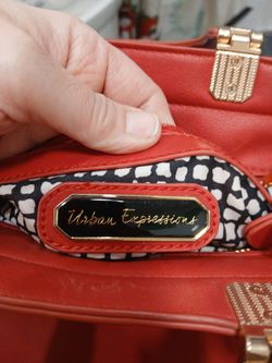 Red Urban Expressions Vegan Leather Handbag With Double Handles